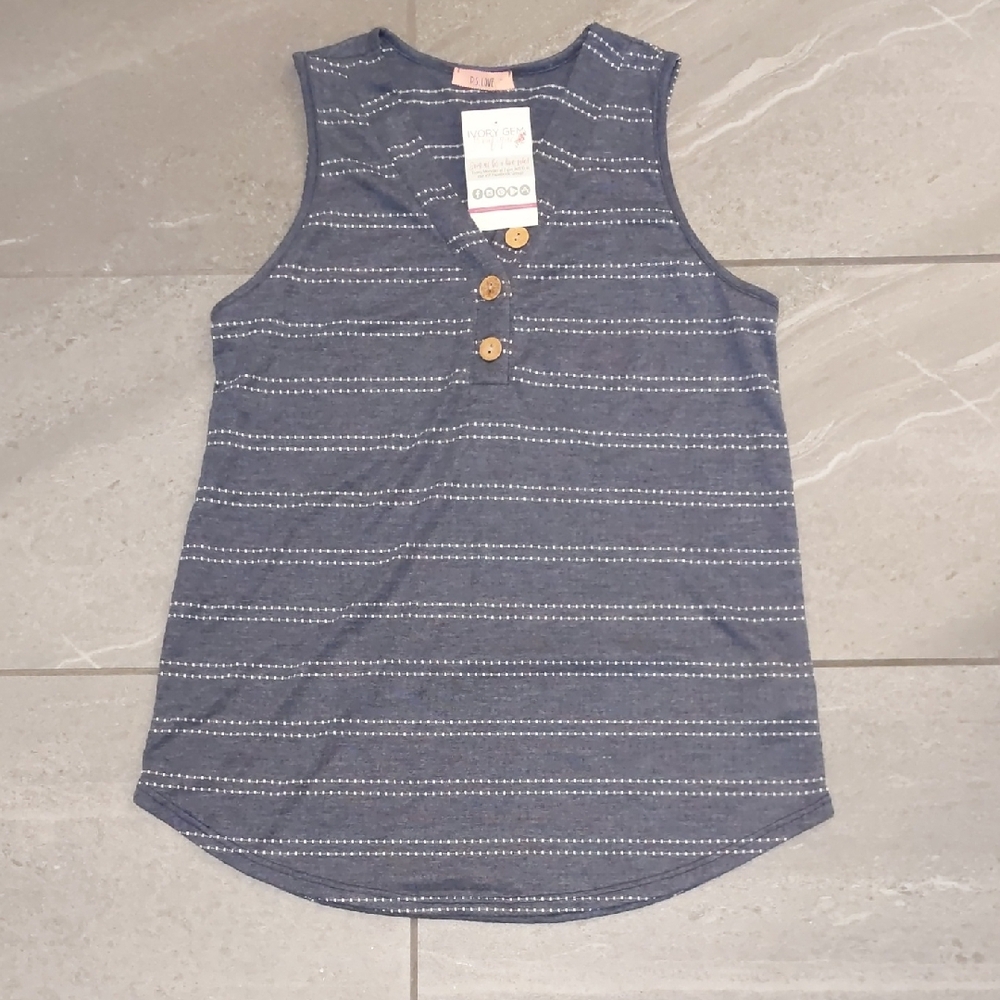 Striped Sleeveless Top with Button Detail